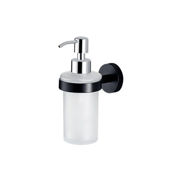 Glass Soap Dispenser | 500ml Matte Black & Frosted Glass Wall-Mounted Pump