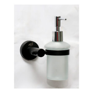 N171B – Glass Soap Dispenser 500ml – Black Glass Soap Dispenser | 500ml Matte Black & Frosted Glass Wall-Mounted Pump