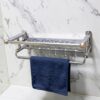 N193 ( Flower Shelf with Towel Bar and Antique Copper Ends – 60cm ) 6 Flower Shelf with Towel Bar | 60cm Stainless Steel Rack with Antique Copper Accents