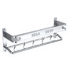 Aluminum Bathroom Shelf | 60x18cm Silver Storage Rack with Towel Bar & Hooks