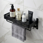 Aluminum Bathroom Shelf | 60x18cm Matte Black Multi-Purpose Storage Rack