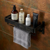 Aluminum Bathroom Shelf | 60x18cm Matte Black Multi-Purpose Storage Rack
