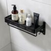Aluminum Bathroom Shelf | 60x18cm Matte Black Multi-Purpose Storage Rack