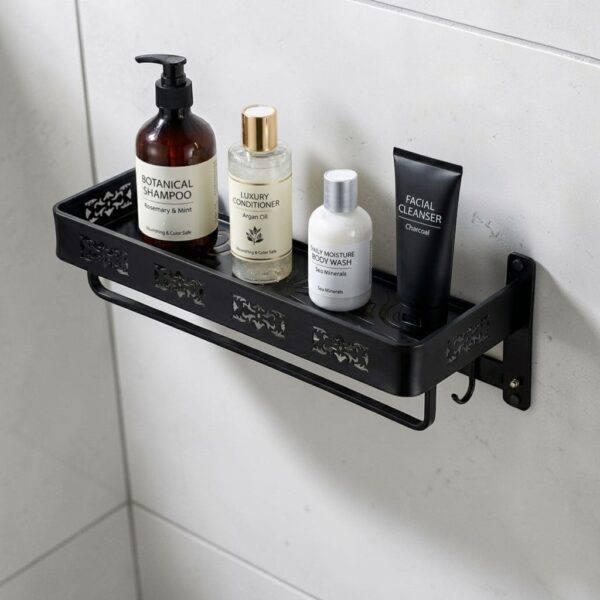 Aluminum Bathroom Shelf | 60x18cm Matte Black Multi-Purpose Storage Rack