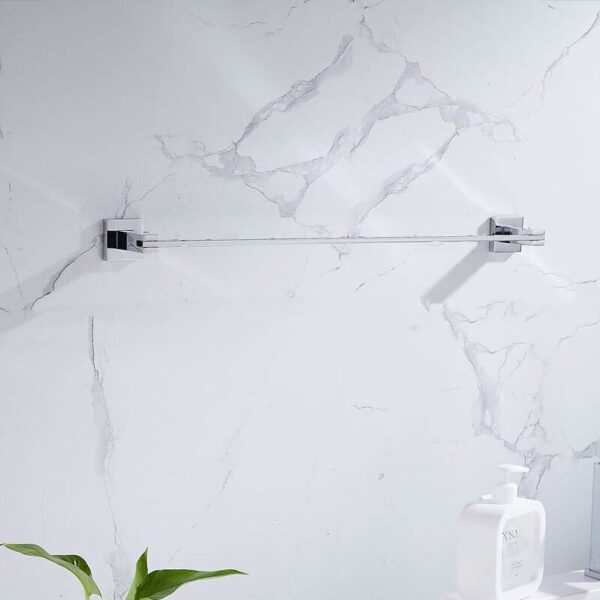 Premium Slim Square Base Towel Bar | SS304 Stainless Steel High-Gloss Wall-Mounted Rail