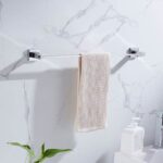 Premium Slim Square Base Towel Bar | SS304 Stainless Steel High-Gloss Wall-Mounted Rail