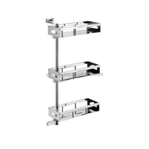 N242 – Tri-Swivel ( SS304 ) Rectangular Shelves (32cm x 12cm) 2 Tri-Swivel SS304 Rectangular Shelves | Adjustable 3-Tier Mirror Finish Rack