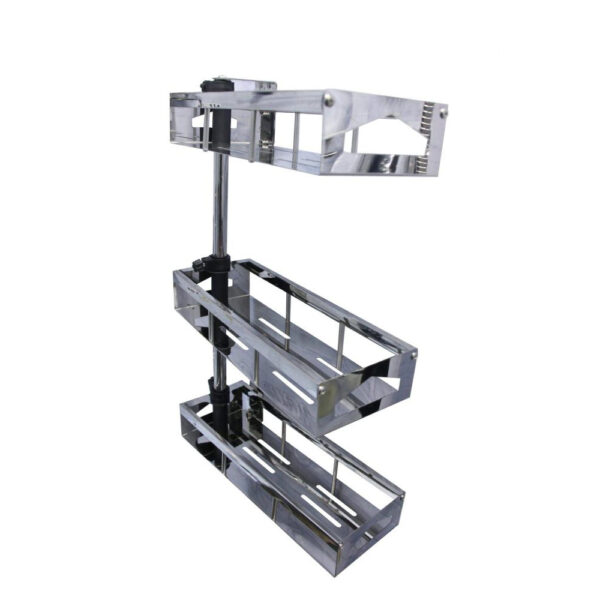 N242 – Tri-Swivel ( SS304 ) Rectangular Shelves (32cm x 12cm) Tri-Swivel SS304 Rectangular Shelves | Adjustable 3-Tier Mirror Finish Rack