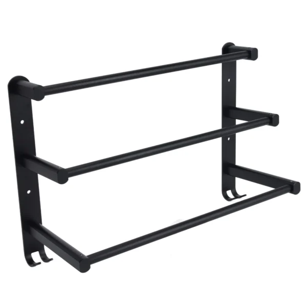 Triple Towel Bar | 60cm Matte Black Multi-Tier Space-Saving Rack