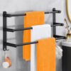 Triple Towel Bar | 60cm Matte Black Multi-Tier Space-Saving Rack