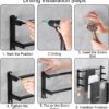Triple Towel Bar | 60cm Matte Black Multi-Tier Space-Saving Rack