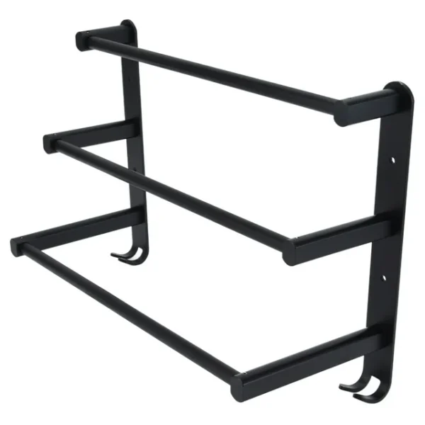 Triple Towel Bar | 60cm Matte Black Multi-Tier Space-Saving Rack
