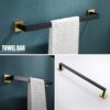 P.Square Single Towel Bar | SS304 Black & Gold Designer Bathroom Rail