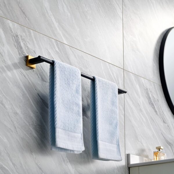 P.Square Single Towel Bar | SS304 Black & Gold Designer Bathroom Rail