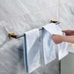 P.Square Single Towel Bar | SS304 Black & Gold Designer Bathroom Rail