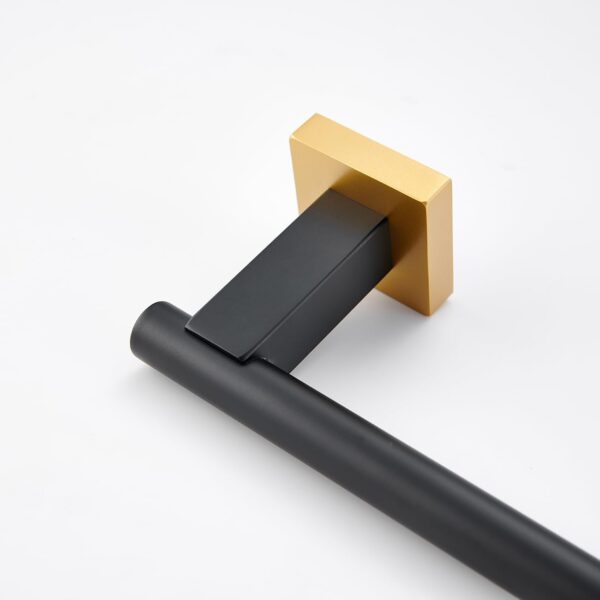 P.Square Single Towel Bar | SS304 Black & Gold Designer Bathroom Rail