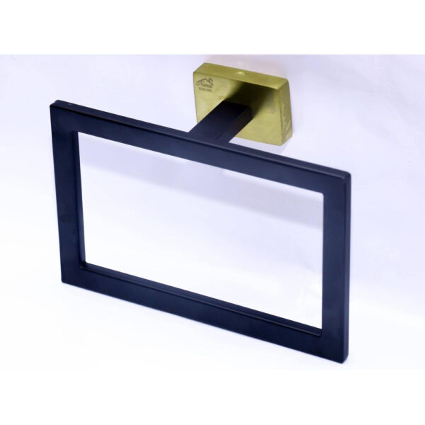 P.Square Towel Ring | SS304 Black & Gold Designer Hand Towel Holder with Square Base