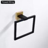 P.Square Towel Ring | SS304 Black & Gold Designer Hand Towel Holder with Square Base