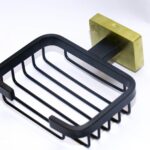 Premium Square Soap Holder | Black & Gold SS304 Wall-Mounted Wire Rack