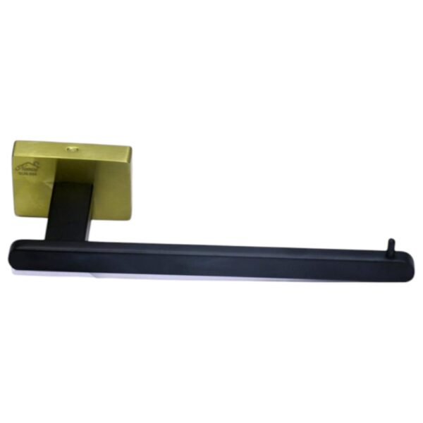 Premium Square Tissue Holder | SS304 Stainless Steel Matte Black Arm with Gold Mounting Base