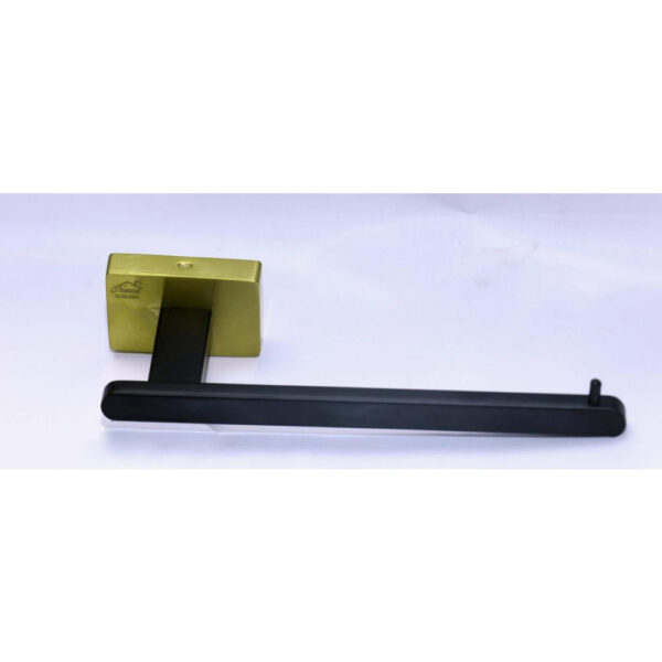 Premium Square Tissue Holder | SS304 Stainless Steel Matte Black Arm with Gold Mounting Base