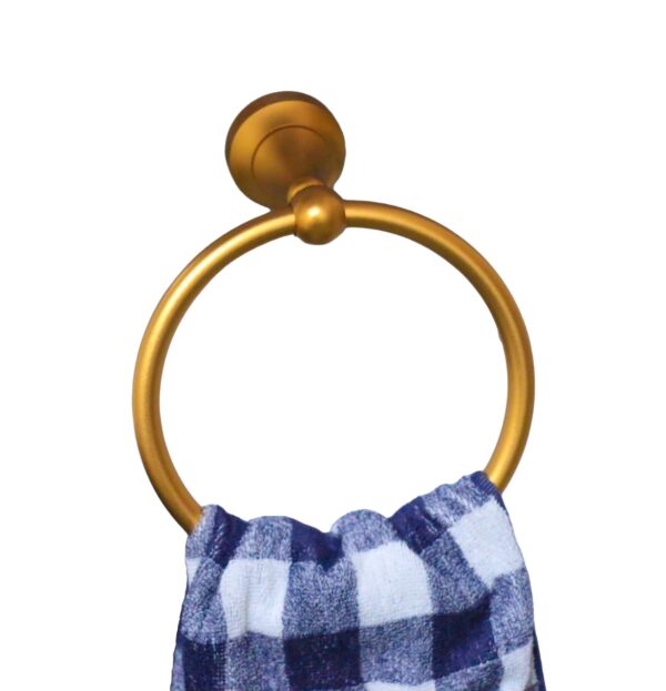 High Density Towel Ring | Champagne Gold Circular Hand Towel Holder with Domed Base