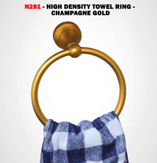 High Density Towel Ring | Champagne Gold Circular Hand Towel Holder with Domed Base
