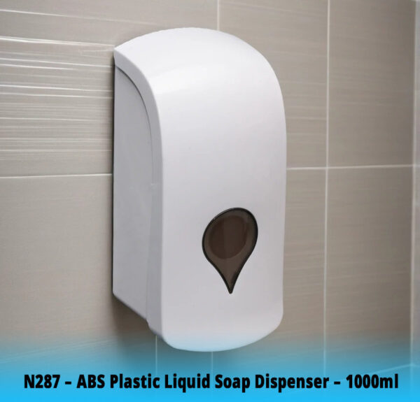 N287 – ABS Plastic Liquid Soap Dispenser – 1000ml 2 ABS Plastic Liquid Soap Dispenser | 1000ml White High-Capacity Wall Unit