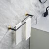 P.Square Double Towel Bar | SS304 Black & Gold Luxury Dual-Rail Bathroom Rack