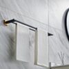 P.Square Double Towel Bar | SS304 Black & Gold Luxury Dual-Rail Bathroom Rack