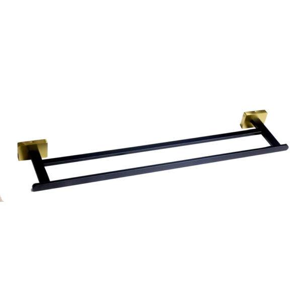 P.Square Double Towel Bar | SS304 Black & Gold Luxury Dual-Rail Bathroom Rack