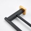 P.Square Double Towel Bar | SS304 Black & Gold Luxury Dual-Rail Bathroom Rack