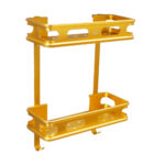 Champagne Gold Double Rectangle Shelf | 35 cm Designer Multi-Tier Rack