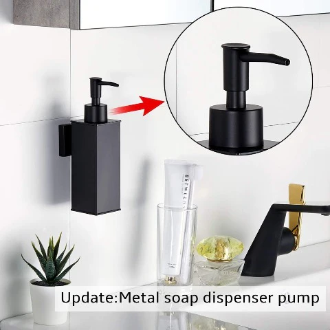 Glass & Stainless Steel Soap Dispenser | 260ml Matte Black Wall-Mounted Pump