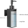 Glass & Stainless Steel Soap Dispenser | 260ml Matte Black Wall-Mounted Pump