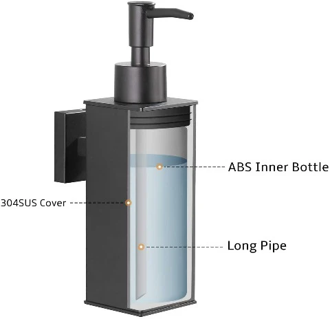 Glass & Stainless Steel Soap Dispenser | 260ml Matte Black Wall-Mounted Pump
