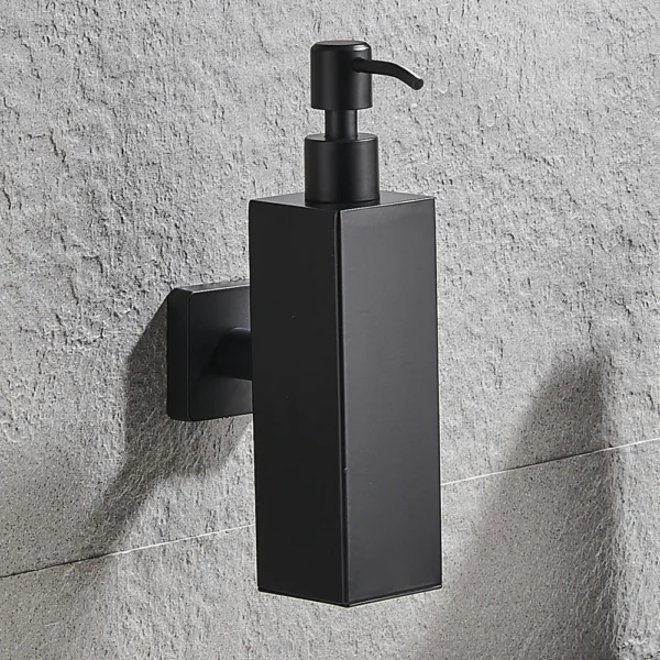 Glass & Stainless Steel Soap Dispenser | 260ml Matte Black Wall-Mounted Pump