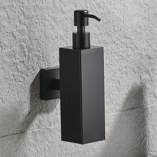 Glass & Stainless Steel Soap Dispenser | 260ml Matte Black Wall-Mounted Pump
