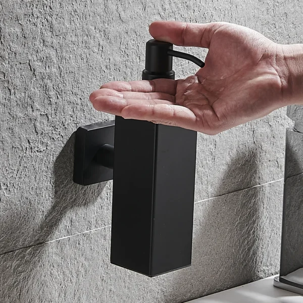 Glass & Stainless Steel Soap Dispenser | 260ml Matte Black Wall-Mounted Pump