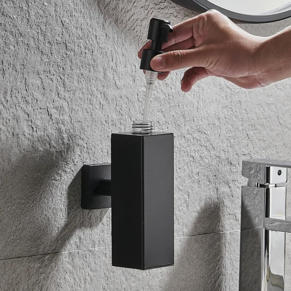 Glass & Stainless Steel Soap Dispenser | 260ml Matte Black Wall-Mounted Pump