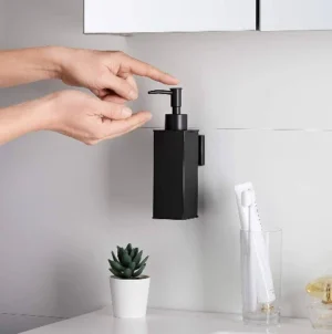Glass & Stainless Steel Soap Dispenser | 260ml Matte Black Wall-Mounted Pump