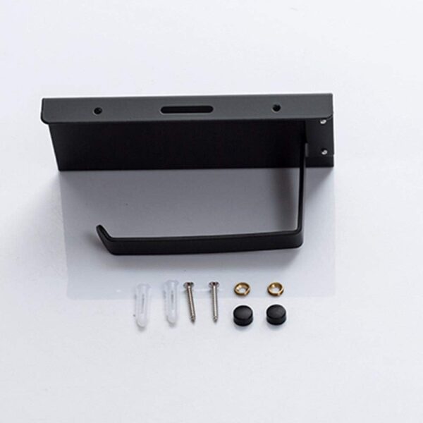 Premium Tissue Holder | Gun Grey Matte-Finish SS304 Stainless Steel Paper Holder with Integrated Smartphone Shelf