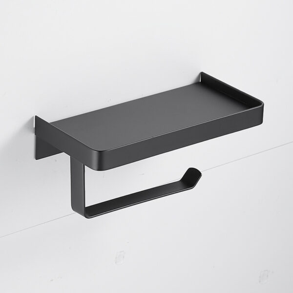 Premium Tissue Holder | Gun Grey Matte-Finish SS304 Stainless Steel Paper Holder with Integrated Smartphone Shelf