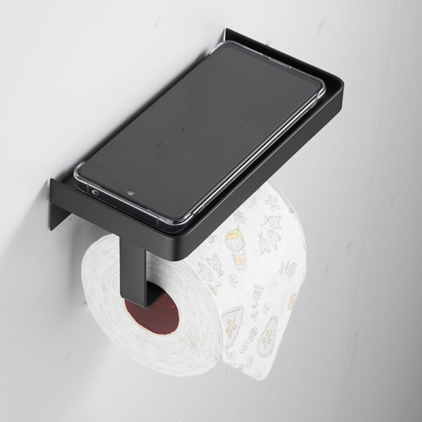Premium Tissue Holder | Gun Grey Matte-Finish SS304 Stainless Steel Paper Holder with Integrated Smartphone Shelf