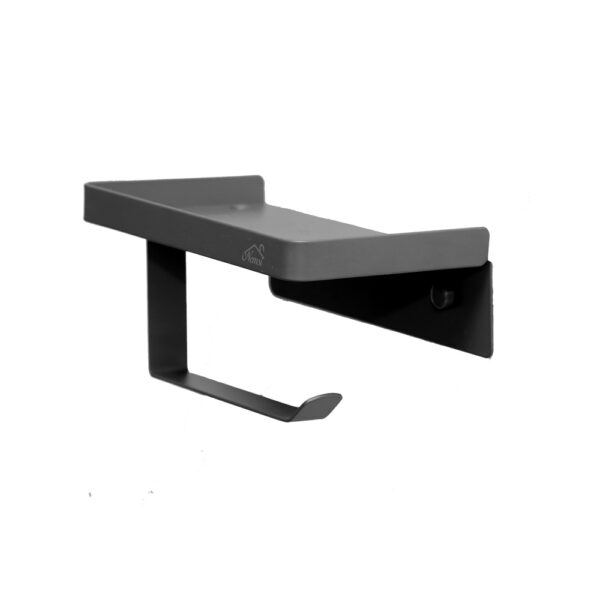 Premium Tissue Holder | Gun Grey Matte-Finish SS304 Stainless Steel Paper Holder with Integrated Smartphone Shelf