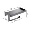 Premium Tissue Holder | Gun Grey Matte-Finish SS304 Stainless Steel Paper Holder with Integrated Smartphone Shelf