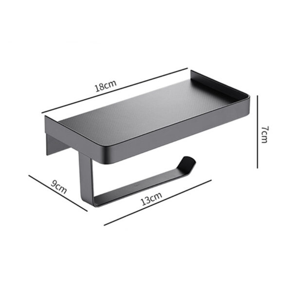 Premium Tissue Holder | Gun Grey Matte-Finish SS304 Stainless Steel Paper Holder with Integrated Smartphone Shelf