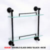 Double Glass Shelf | 40 cm Two-Tier Tempered Glass Organizer with Matte Black Hardware
