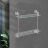 Double Glass Shelf | 40 cm Two-Tier Tempered Glass Organizer with Mirror Polish Hardware