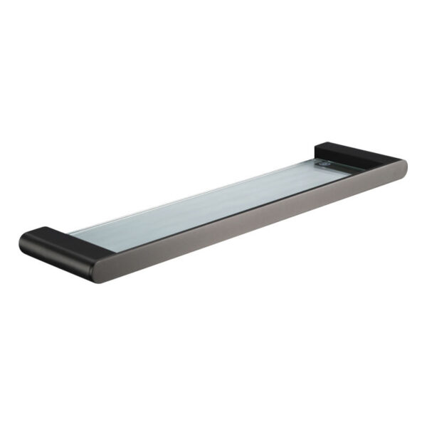 Premium Gun Grey Glass & Stainless Steel Shelf | 40 cm Modern Wall Organizer